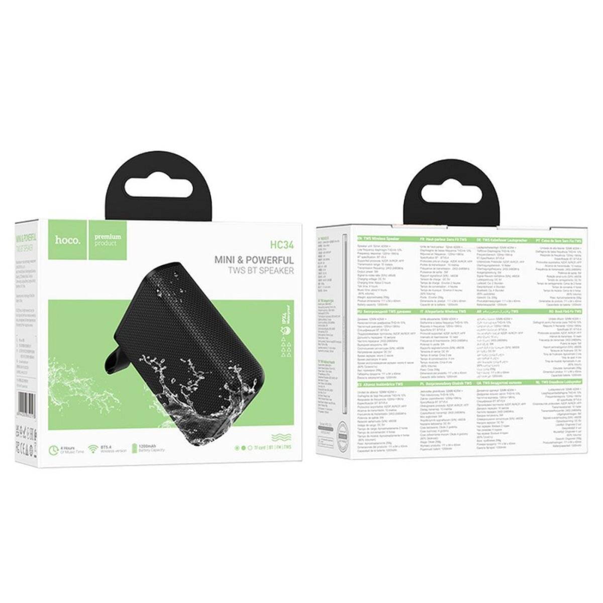 Hoco HC34 tragbarer Bluetooth Lautsprecher 5 W mit 1200 mAh Akku – Schwarz