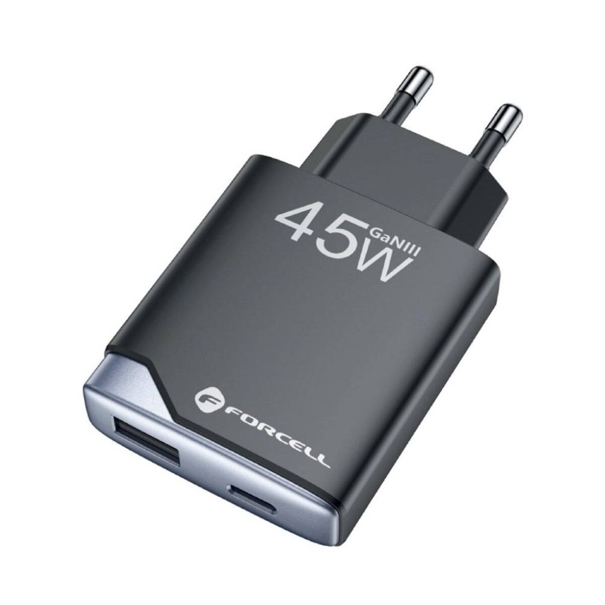 FORCELL F-ENERGY GaN III B245202 Ultra Slim Reise-Ladegerät 45 W – Schwarz