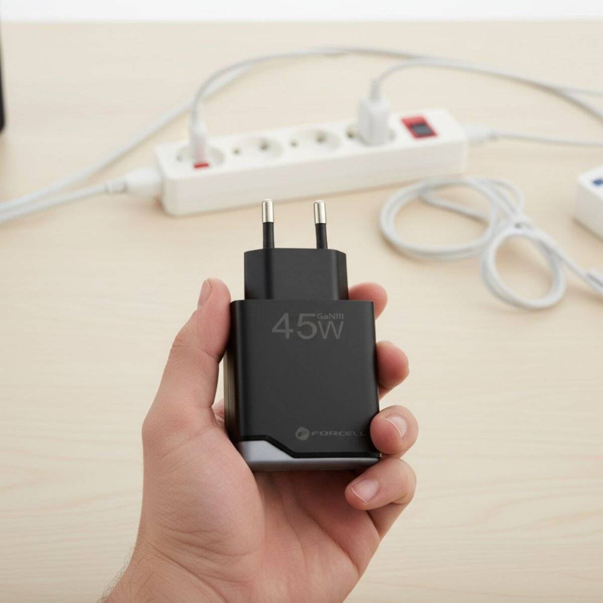FORCELL F-ENERGY GaN III B245202 Ultra Slim Reise-Ladegerät 45 W – Schwarz