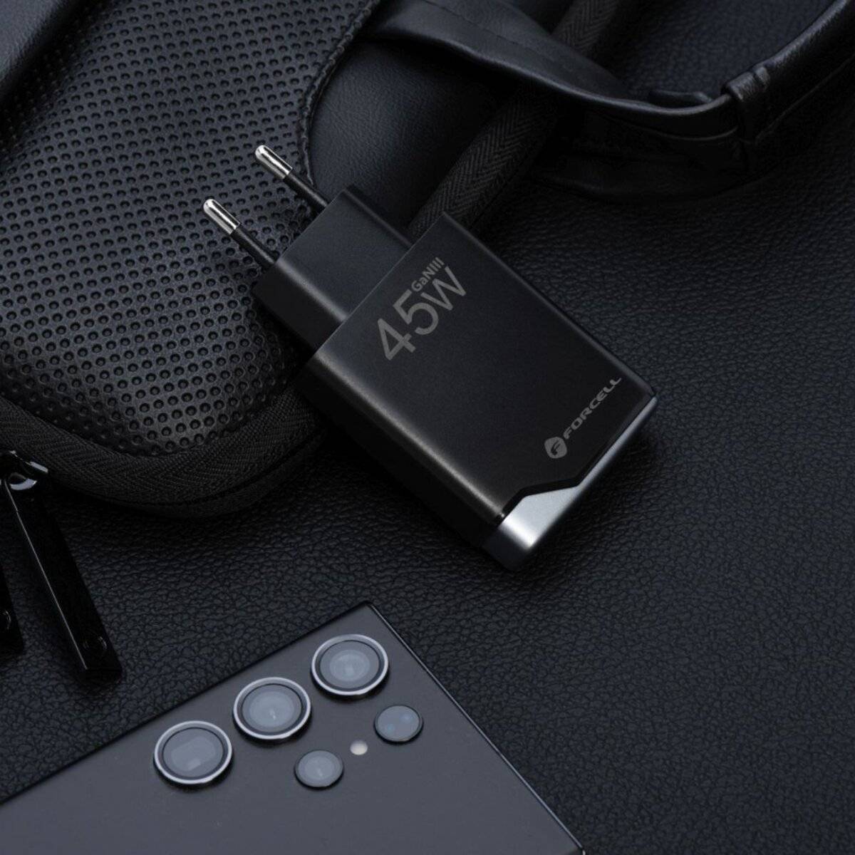 FORCELL F-ENERGY GaN III B245201 Ultra Slim Reise-Ladegerät 45 W – Schwarz