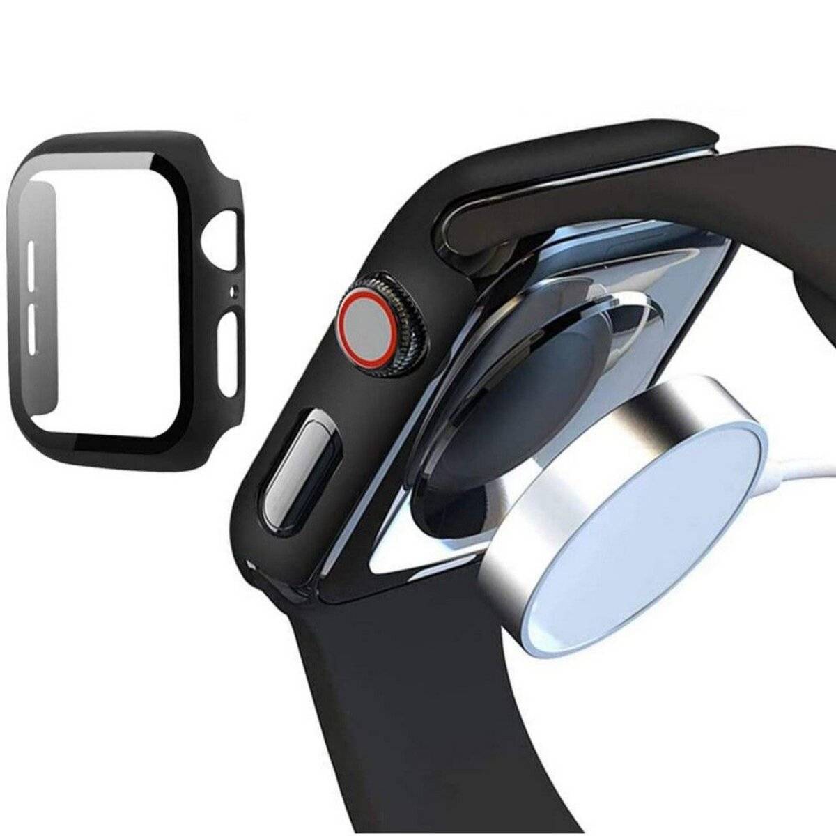 Tech-Protect Defense360 Hülle mit gehärtetem Glas Kompatibel mit Apple Watch 5 (44 mm) Schwarz