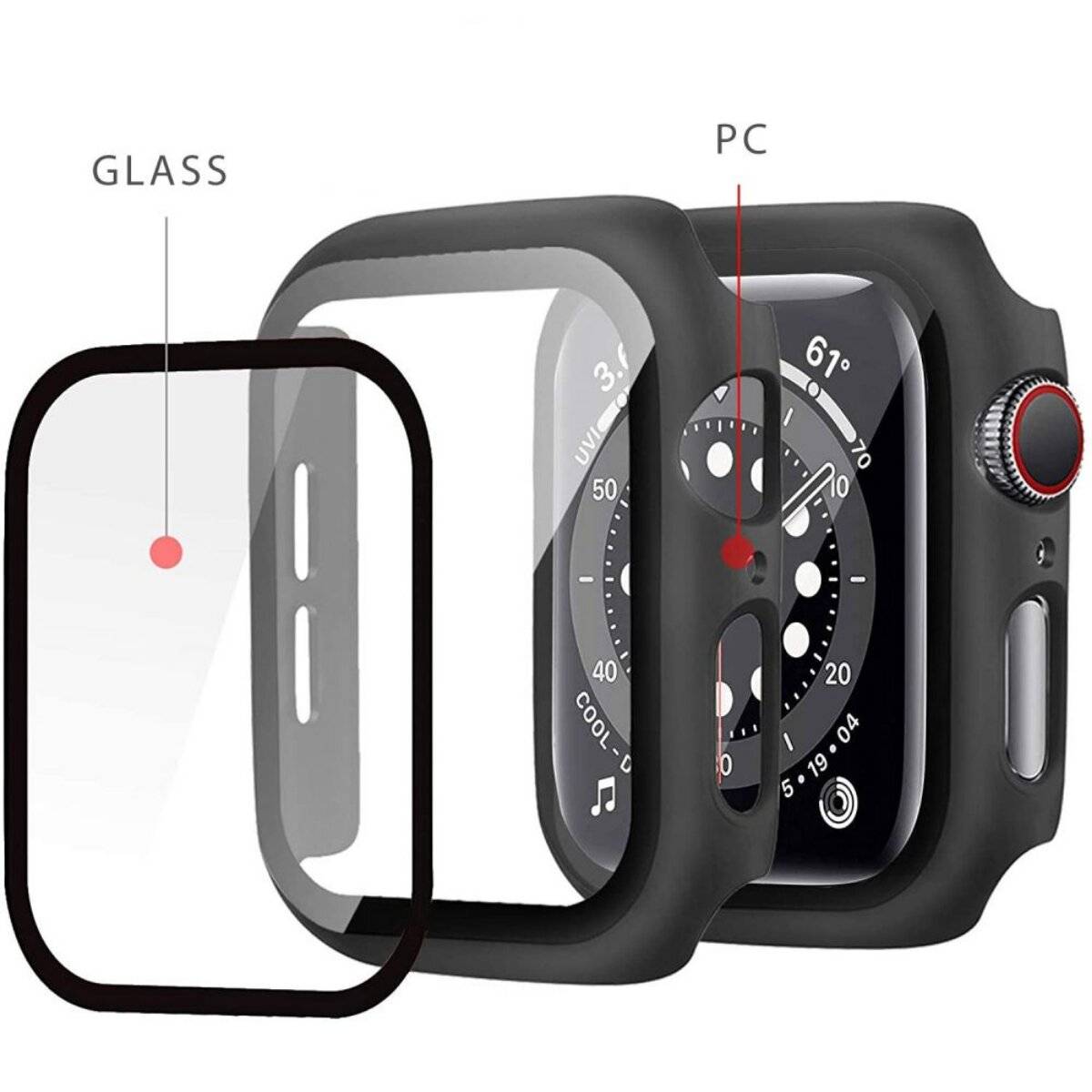Tech-Protect Defense360 Hülle mit gehärtetem Glas Kompatibel mit Apple Watch 5 (44 mm) Schwarz