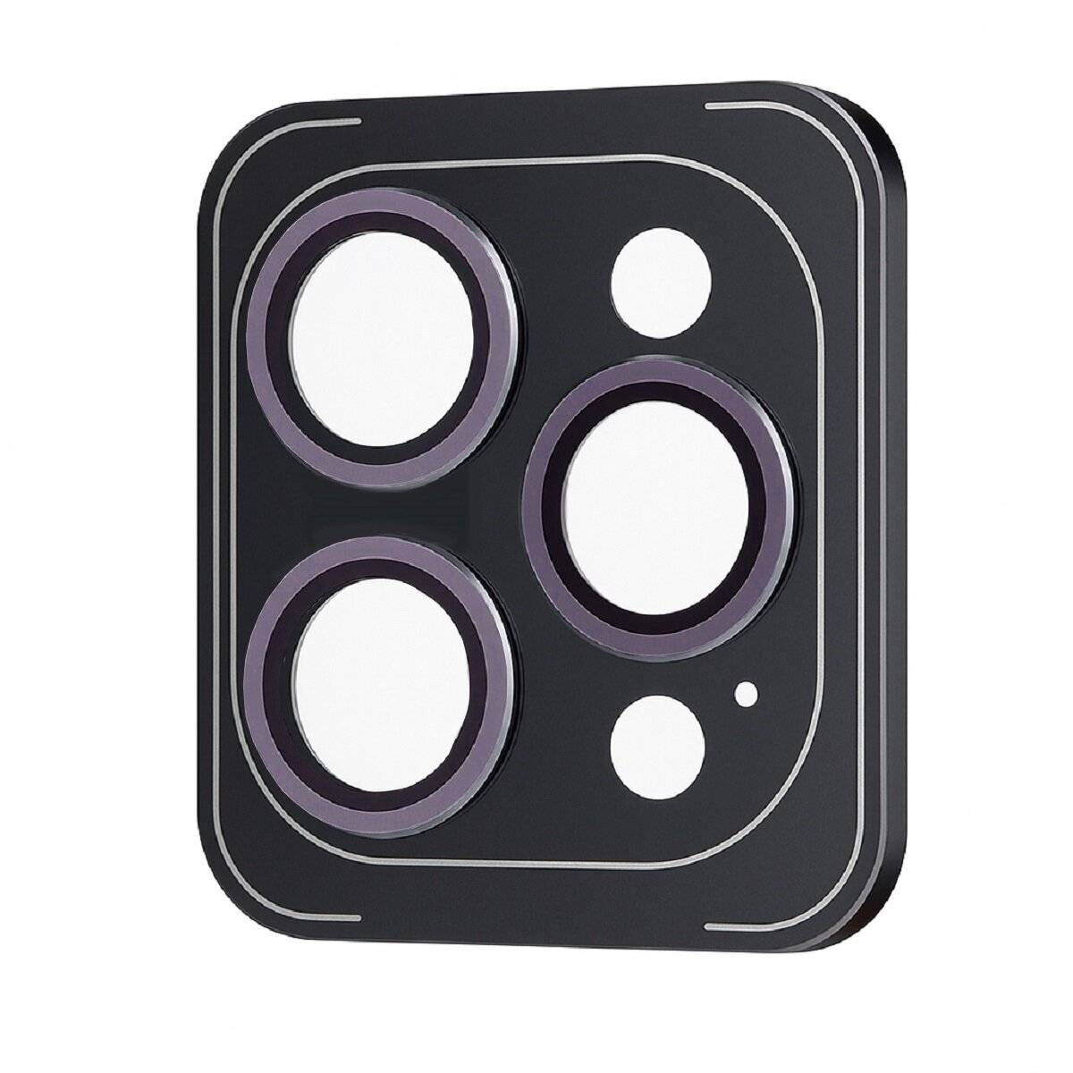 Kamera-Schutzglas – Robuste Glasabdeckung mit schwarz/Lila Rahmen kompatibel mit iPhone 14 Pro Max