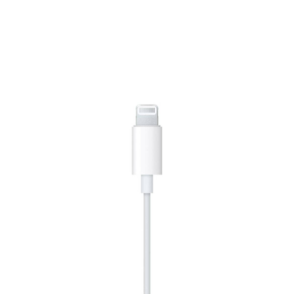 Ein weißes Ladekabel mit einem Lightning-Anschluss, das üblicherweise für Apple-Geräte verwendet wird.