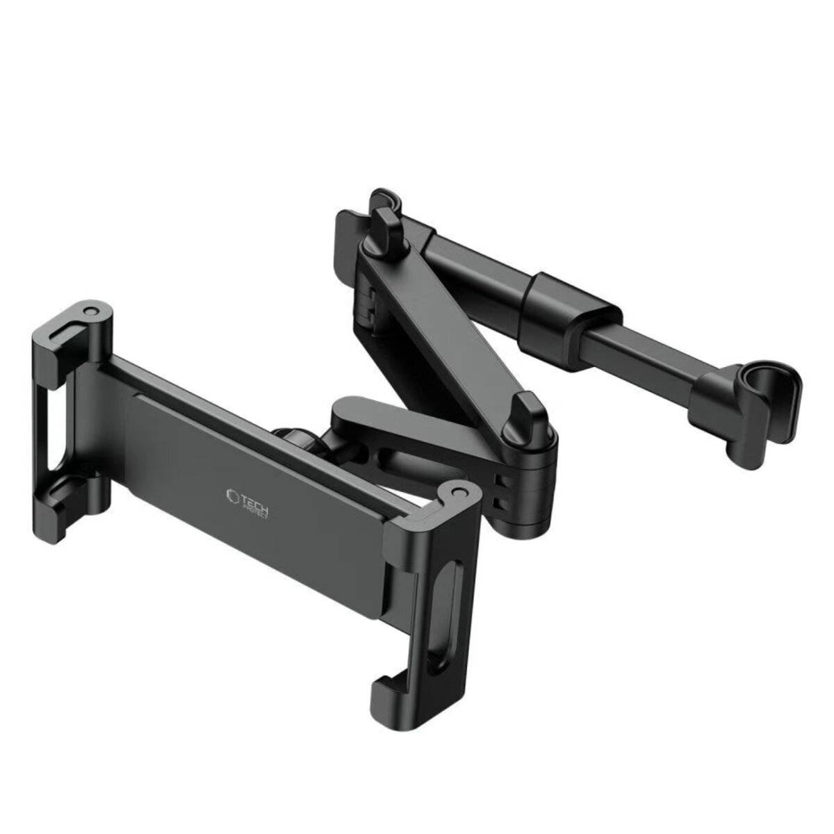 Verstellbarer schwarzer Tablethalter mit ausziehbarem Arm, entwickelt zum Montieren und Betrachten von Tablets in flexiblen Positionen.