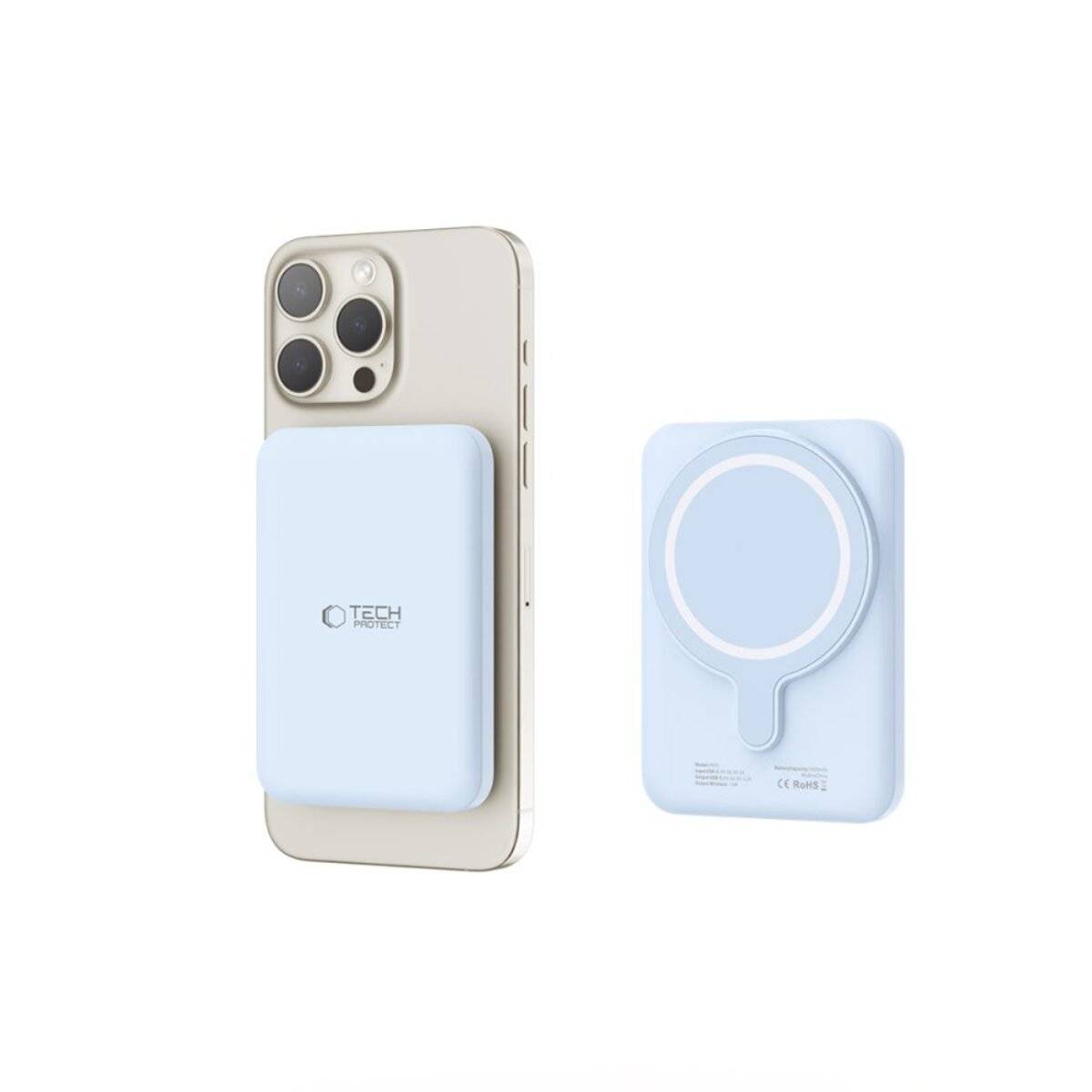 Tech-Protect LifeMag PB10 Powerbank mit MagSafe 5000 mAh, 15 W, USB-C-Anschluss – Blau