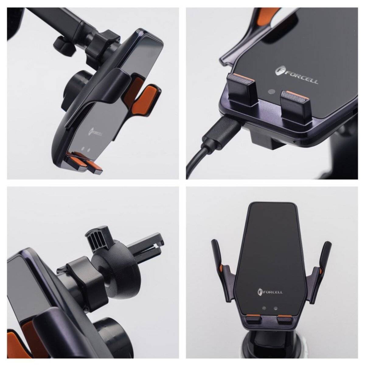Forcell F-GRIP HS6 – Kfz-Halterung mit kabelloser 15 W Schnellladefunktion Schwarz