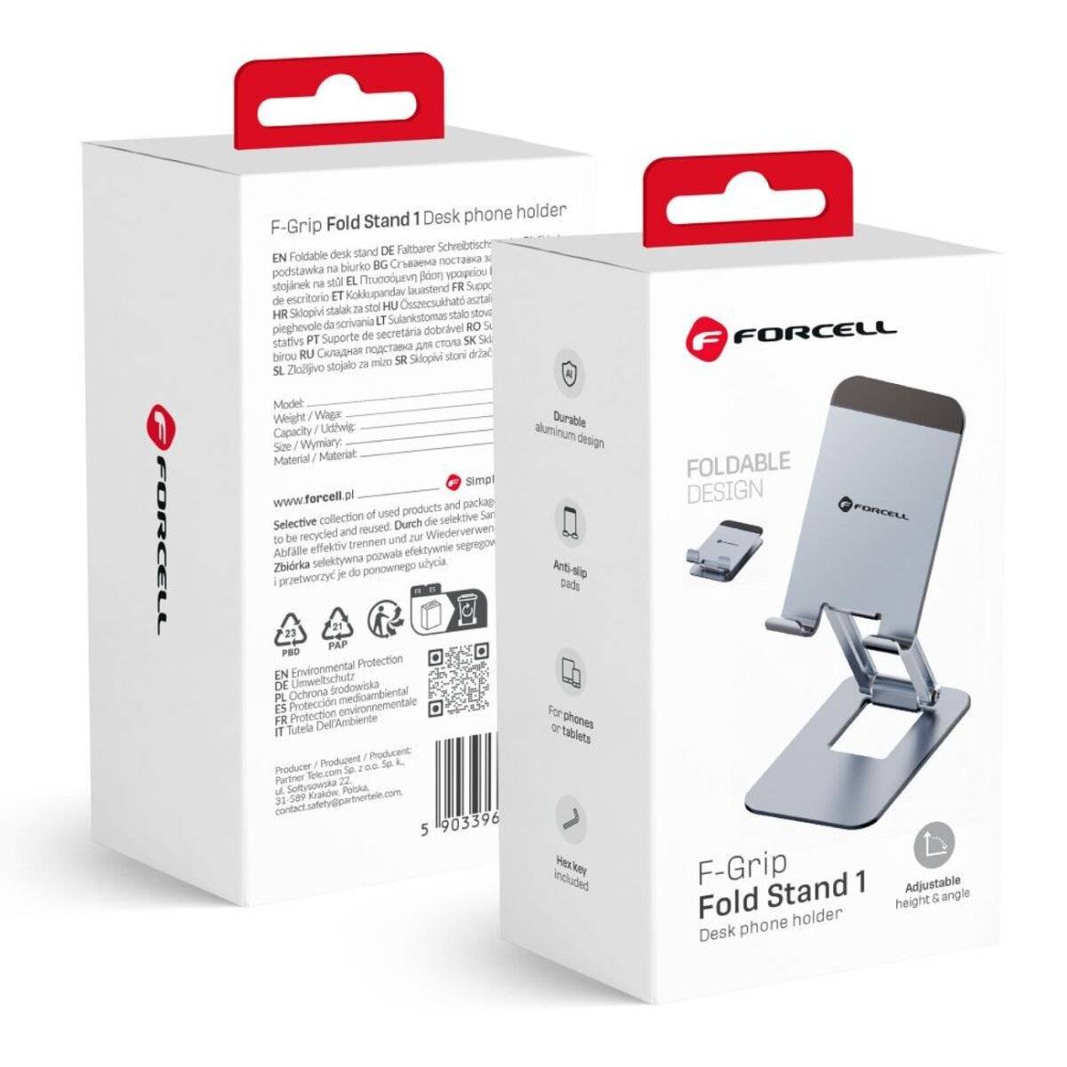 FORCELL F-GRIP Fold Stand 1 – Smartphone- & Tablet-Tischhalterung Grau