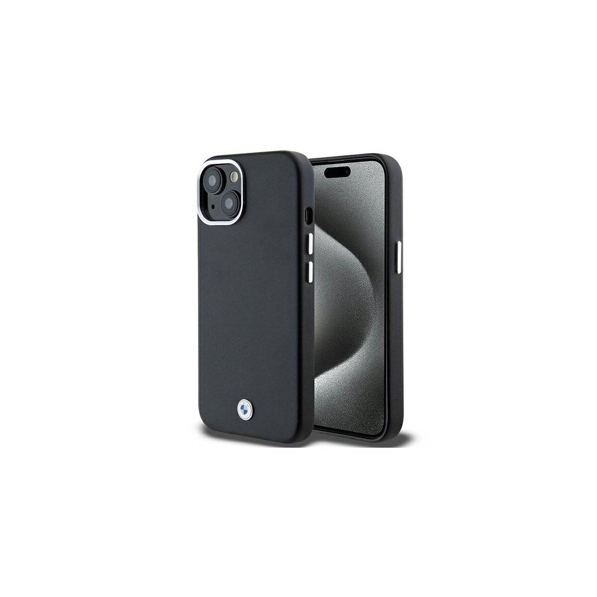 BMW Signature Wrapped Metal Handyhülle kompatibel mit iPhone 14 Plus – Schwarz