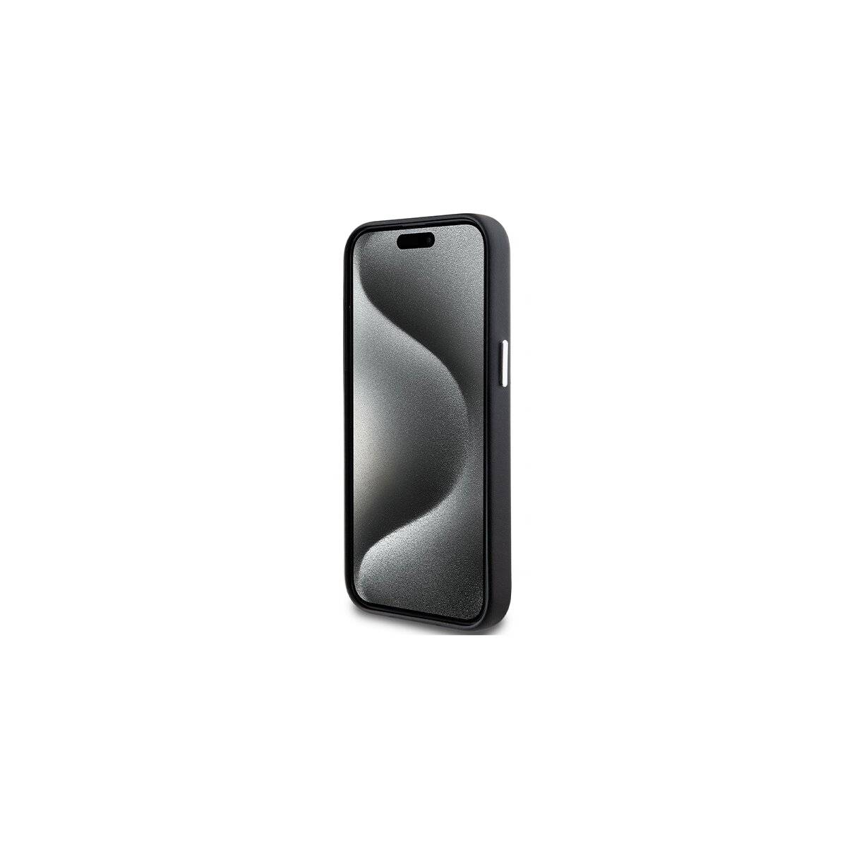 BMW Signature Wrapped Metal Handyhülle kompatibel mit iPhone 15 Plus – Schwarz