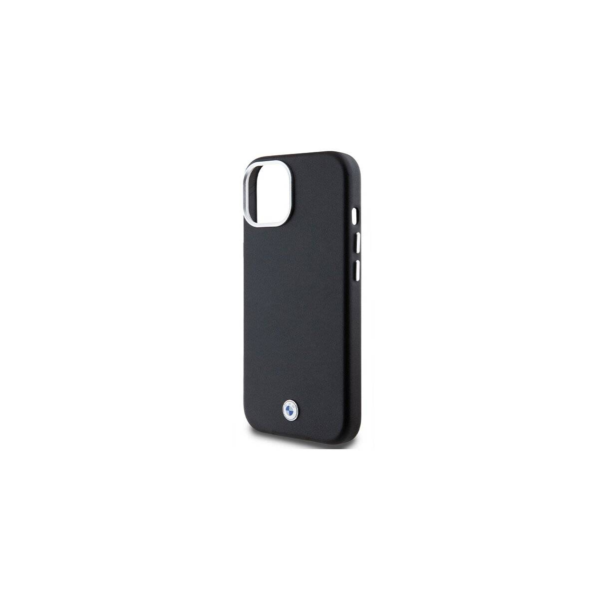 BMW Signature Wrapped Metal Handyhülle kompatibel mit iPhone 15 Plus – Schwarz