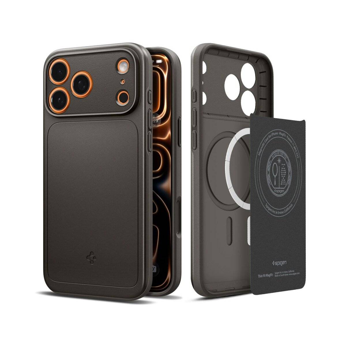 Spigen Thin Fit Case kompatibel mit iPhone 17 Pro Max – Grau