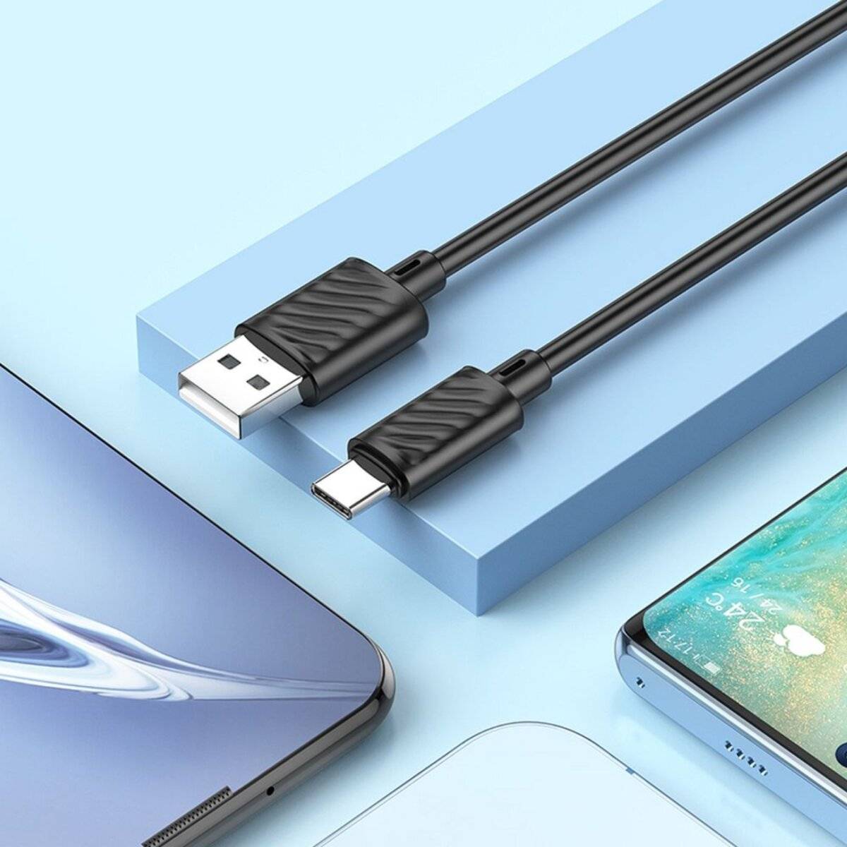 HOCO X88 USB-A zu Typ-C Kabel 3A 1 m Schwarz