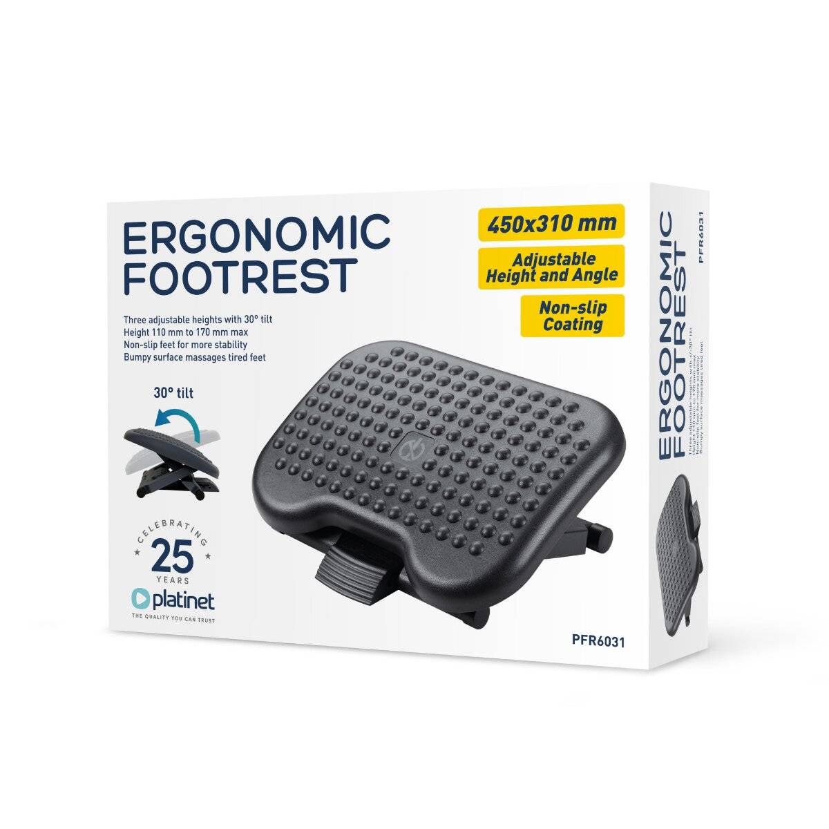 Platinet ergonomischer Fußstütze für Büroarbeitsplatz, höhenverstellbar