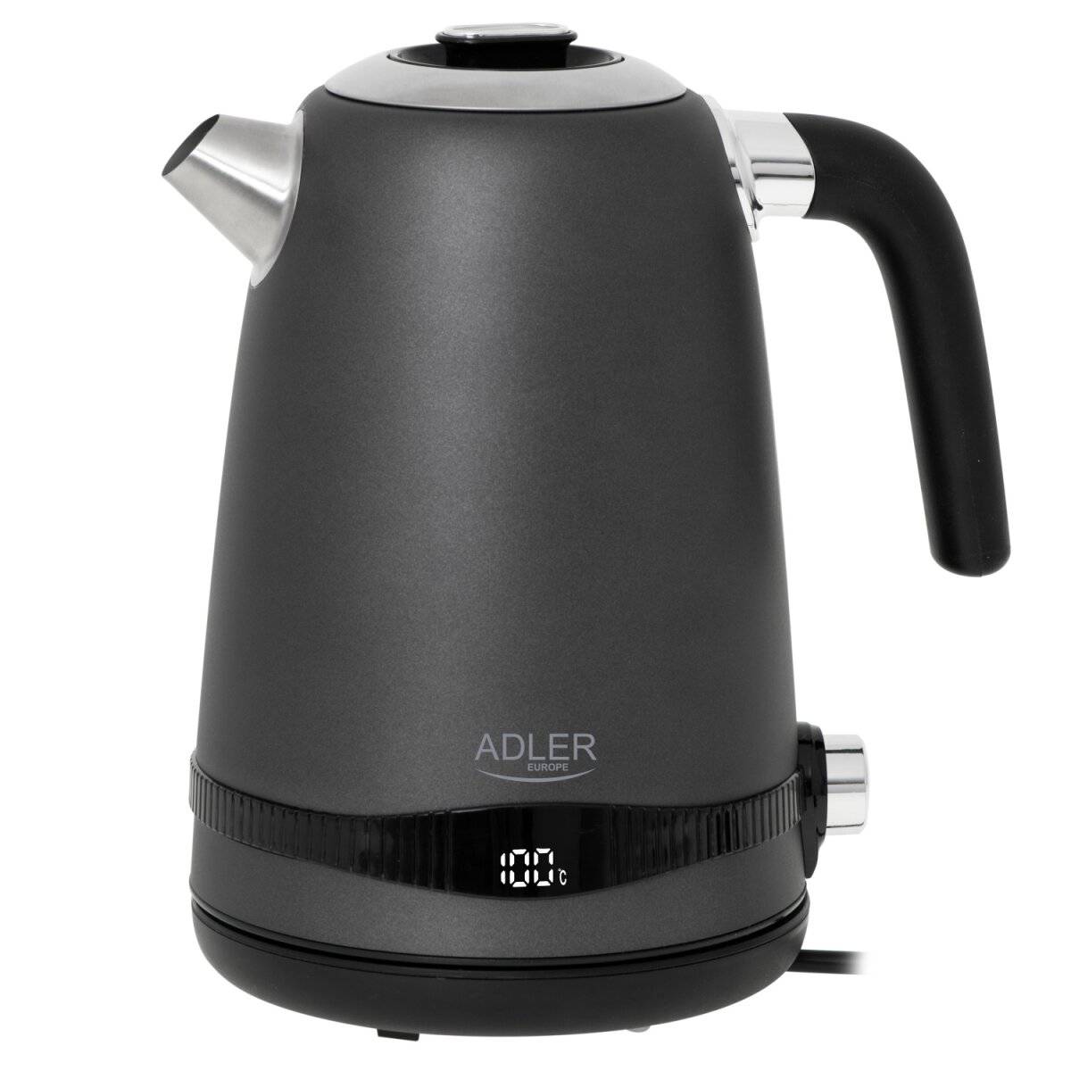 Adler AD 1295 Edelstahl-Wasserkocher 1,7 L mit LCD-Display - Grau