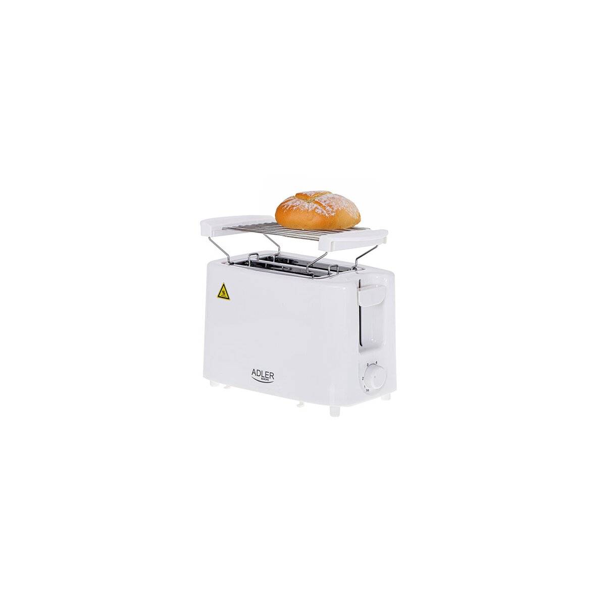 Adler AD 3223 2-Scheiben-Toaster mit Brötchenaufsatz mit 6 Studen - Weiß