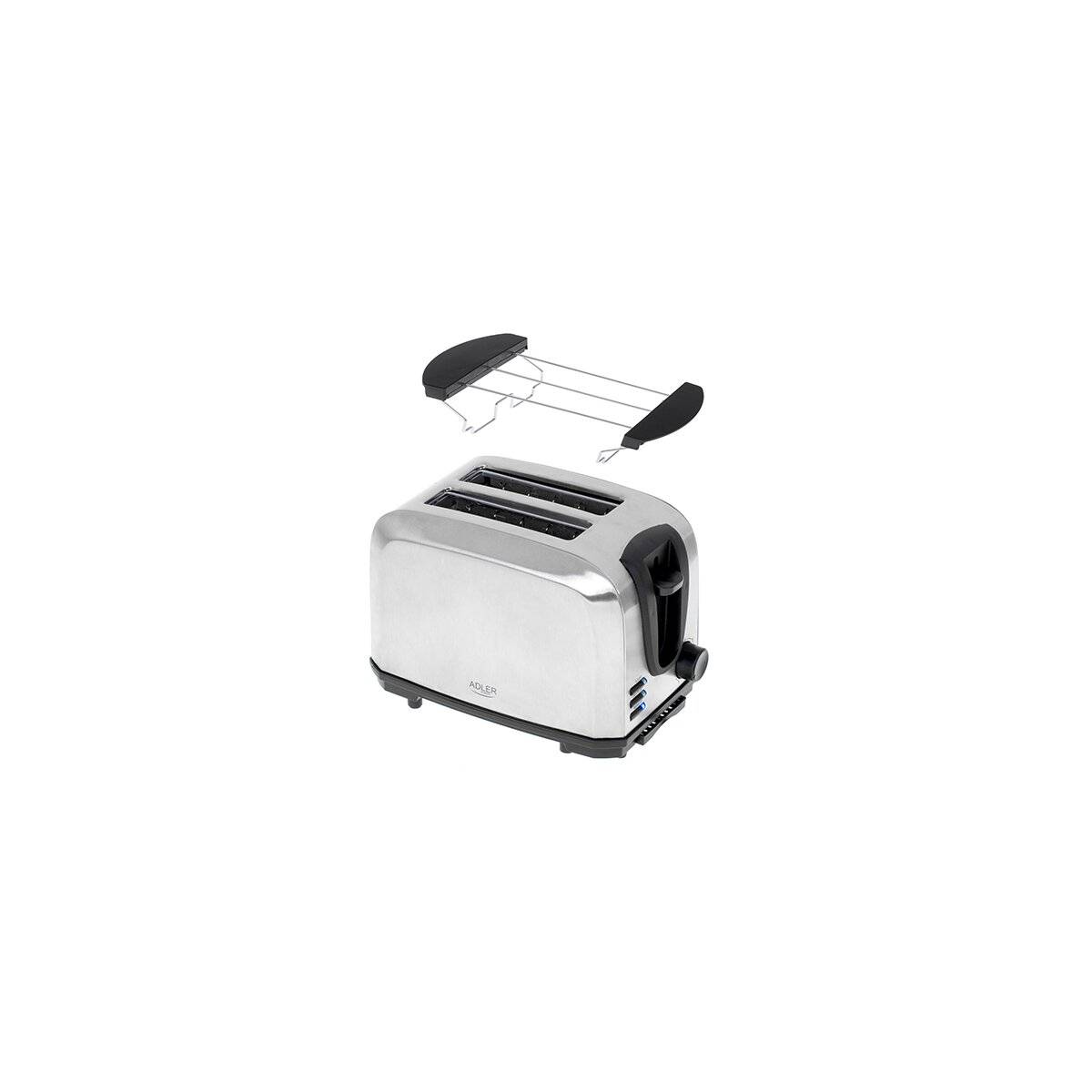 Adler AD 3222 2-Scheiben-Toaster aus Edelstahl mit 7 Stufen - Silber