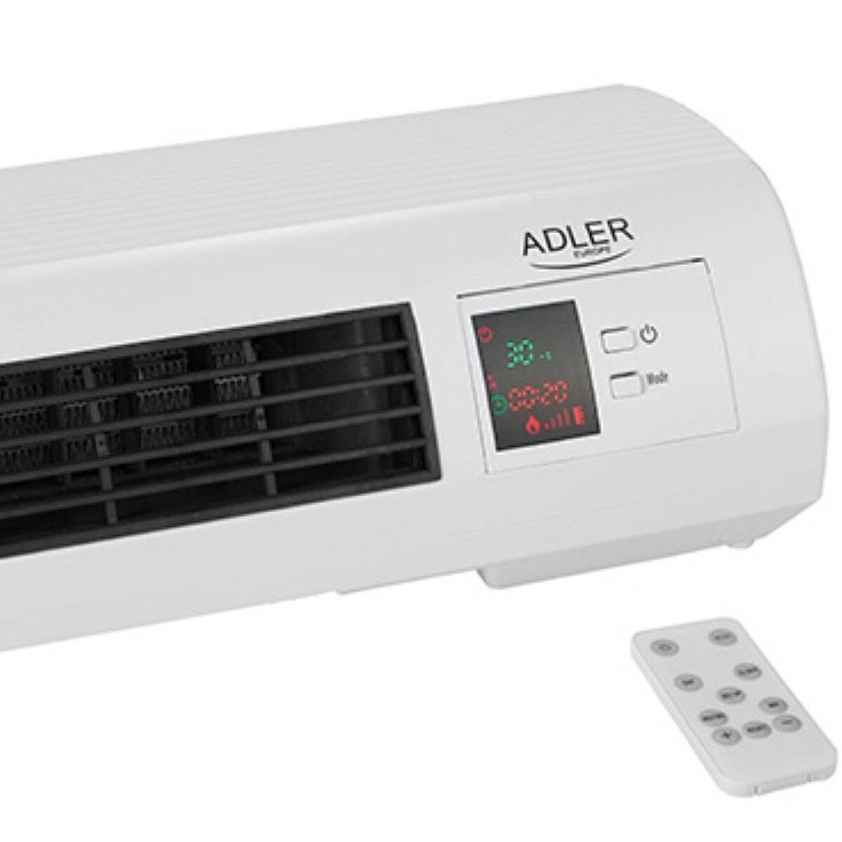 Adler AD 7714 Luftschleier mit 2 Heizstufen - 2200 W mit Fernbedienung, Weiß