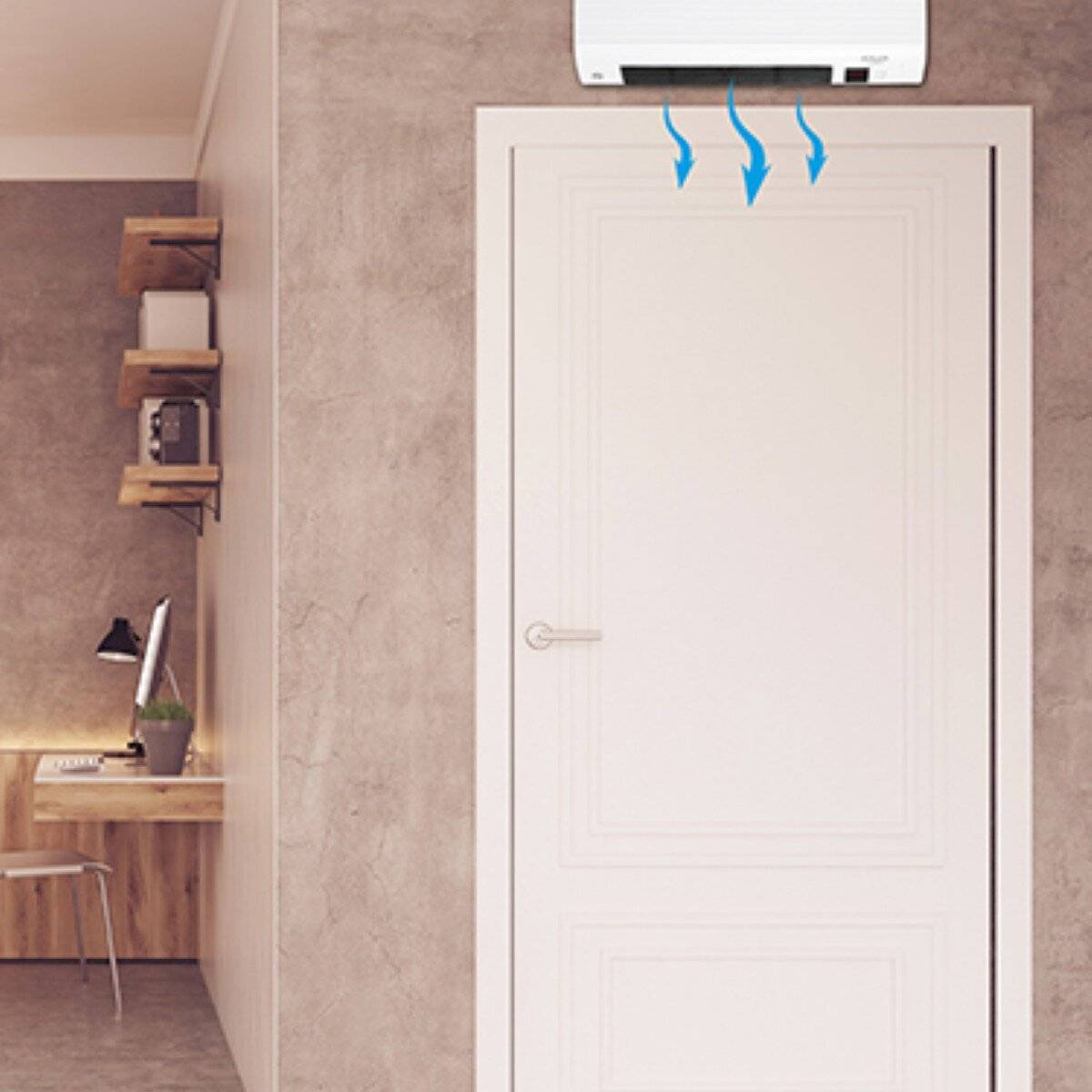 Adler AD 7714 Luftschleier mit 2 Heizstufen - 2200 W mit Fernbedienung, Weiß