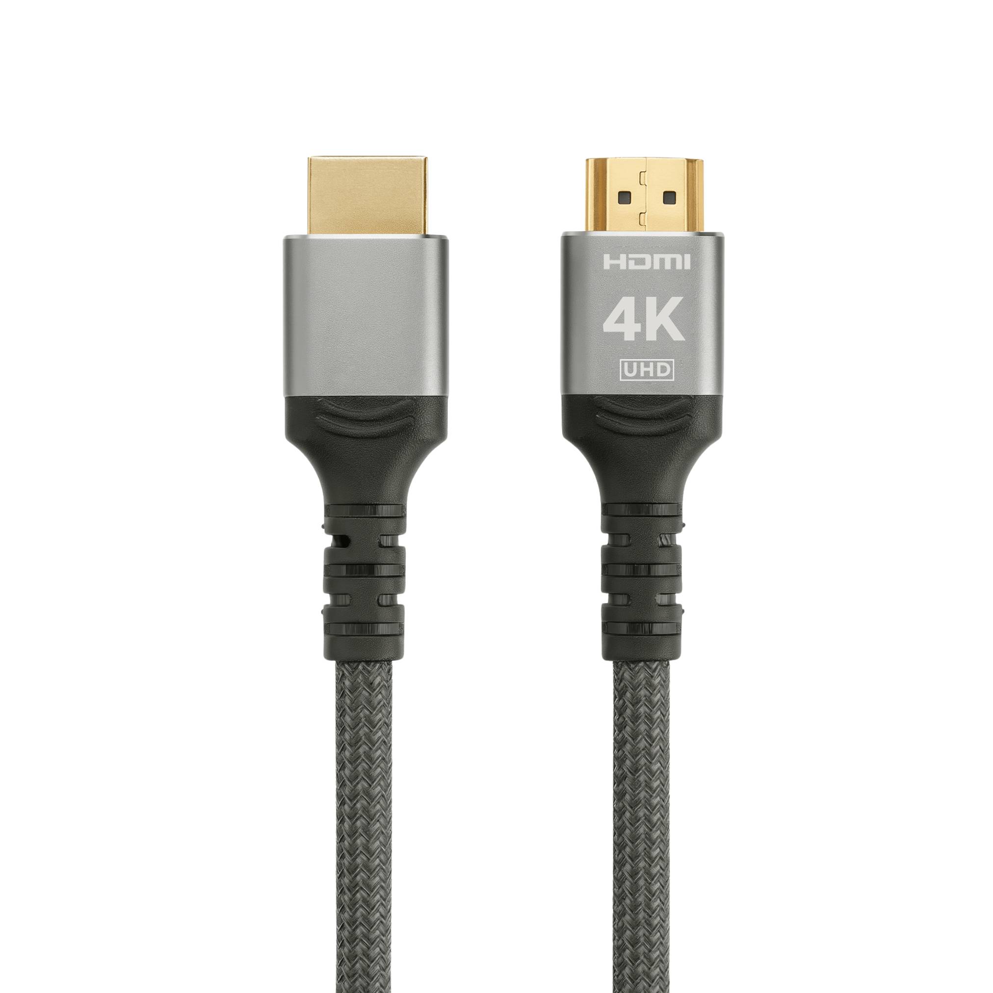 ProfiPatch HDMI Kabel 4K 60Hz UHD 0,5m High Speed mit Ethernet grau Goldkontakt Textil für Monitore, Fernseher, Konsolen