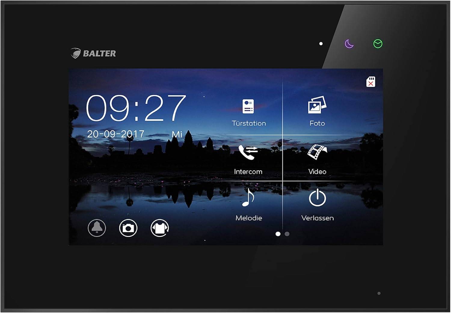 Balter EVO Video-Türsprechanlage für Einfamilienhaus mit 3x 7 Zoll Monitor Silber Schwarz