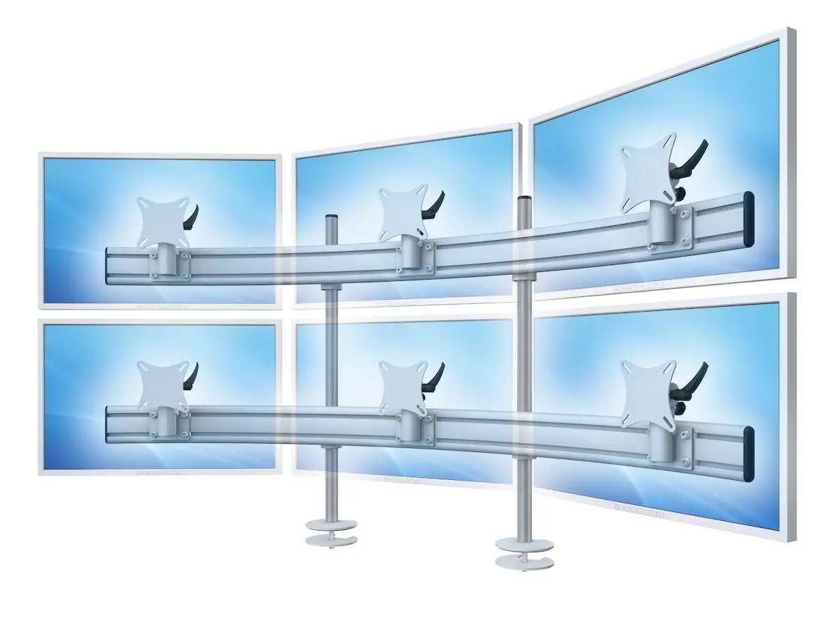 Para System Monitorhalterung für 6 Monitore Einbauadapter mit Kabelauslass (MA) 3+3 - 25''-32''