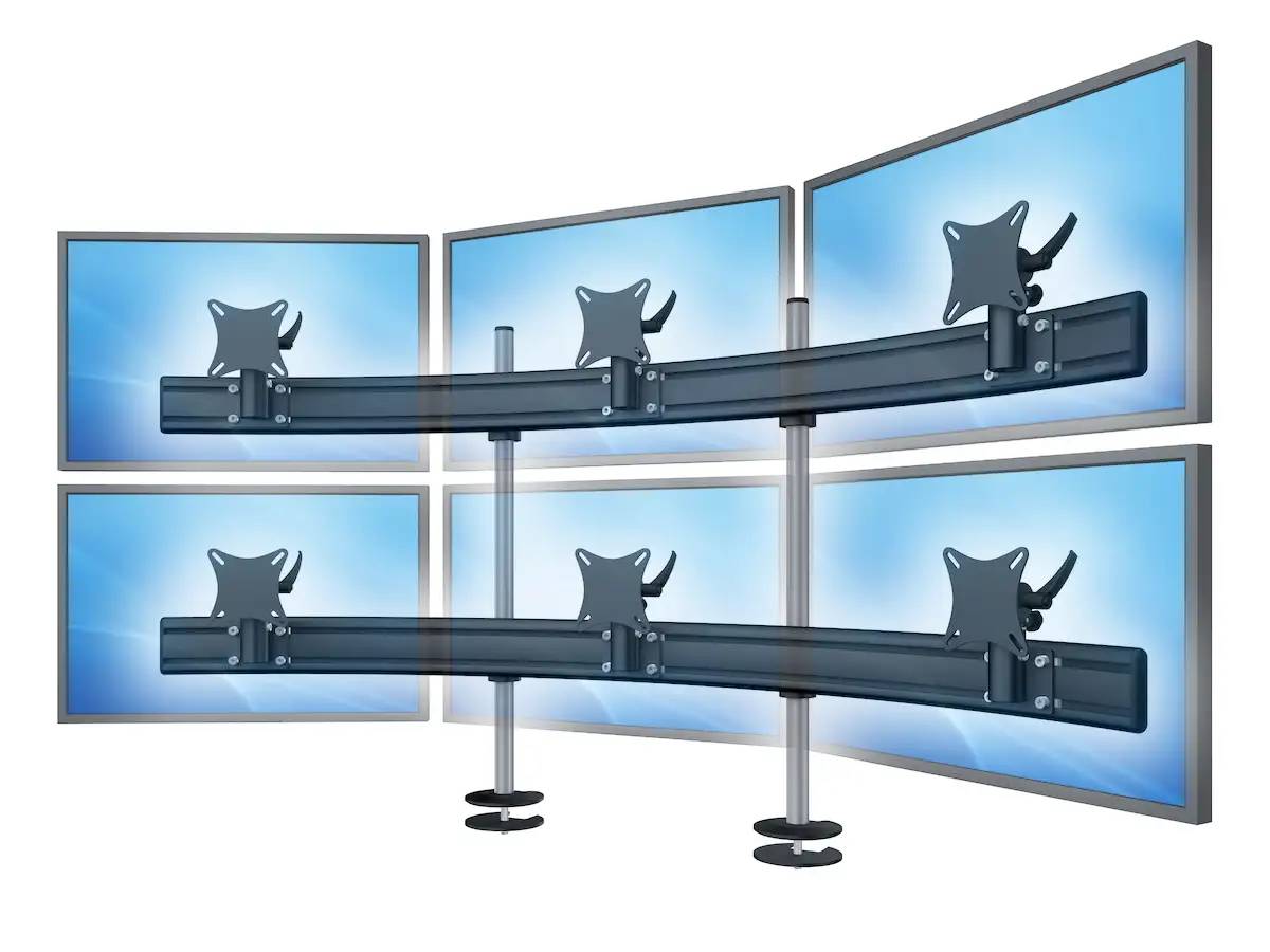 Para System Monitorhalterung für 6 Monitore Einbauadapter mit Kabelauslass (MA) 3+3 - 25''-32''