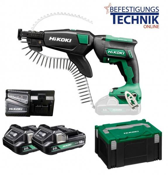 Hikoki Akku Magazinschrauber W18DA WBZ 2x2,0Ah für Magazinschrauben Trockenbau