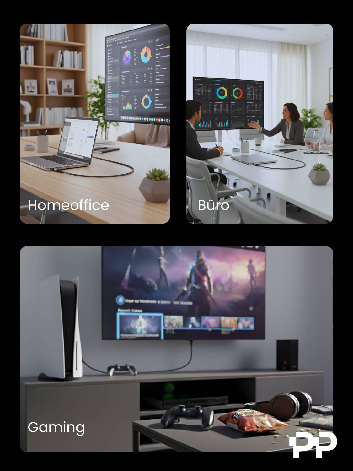 ProfiPatch HDMI Kabel 8K Glasfaserkabel 60Hz & 4K 120Hz UHD 30m grau Goldkontakt Textil für Monitore, Fernseher, Konsolen