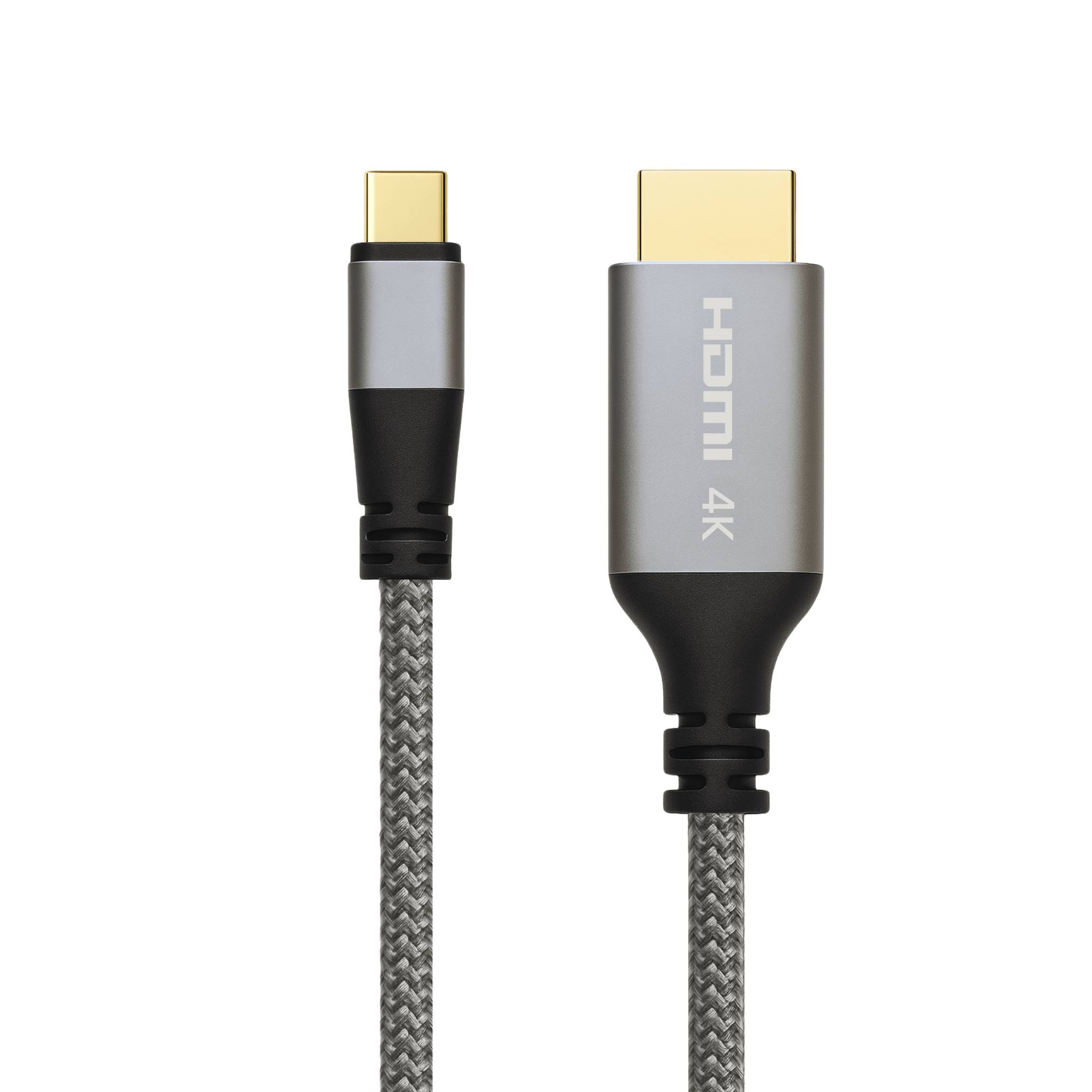 ProfiPatch USB C auf HDMI Kabel 4K30Hz 1,8m grau Goldkontakte Textilmantel