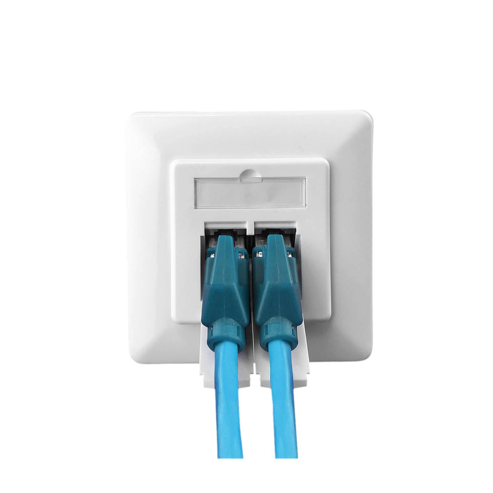 ProfiPatch Netzwerkdose LAN Dose Cat6A 500MHz Unterputz 2x RJ45 Port Anschluss oben/unten POE CAT7,CAT6A,CAT6,CAT5 geschirmt weiß