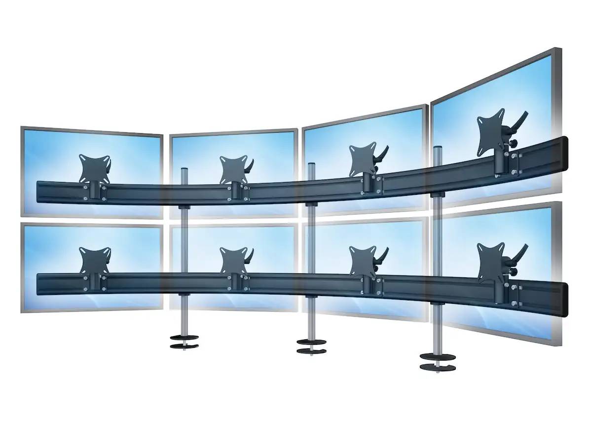 Para System Monitorhalterung für 8 Monitore Einbauadapter mit Kabelauslass (MA) 4+4 - 25''-32''