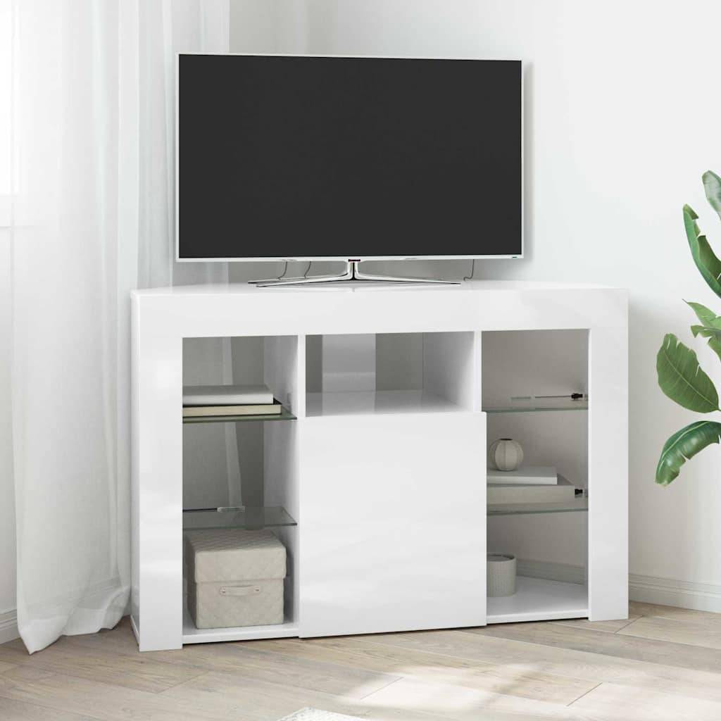 vidaXL Eck-LED-TV-Schrank Hochglanz Weiß 100x40x68cm Holzwerkstoff