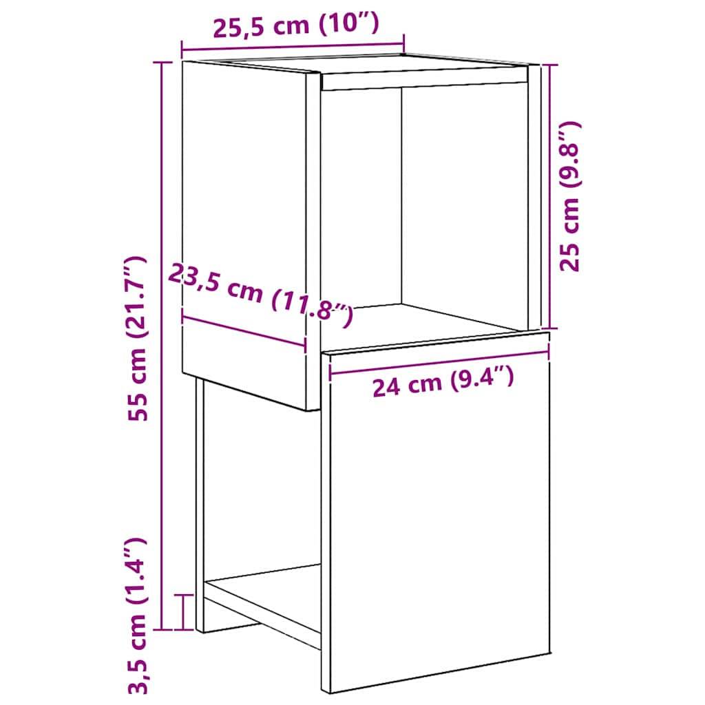 vidaXL Eckschrank Schwarz Eichen-Optik 25,5x25x55cm Holzwerkstoff