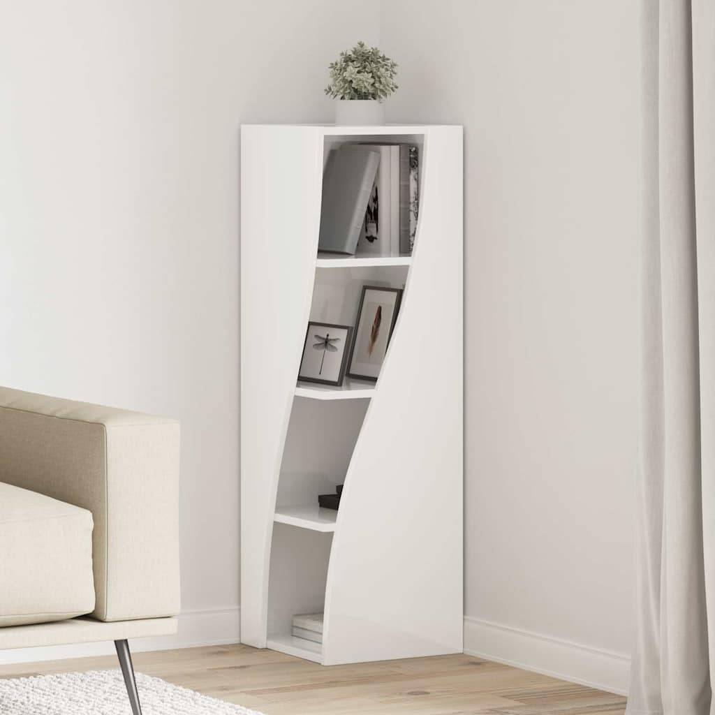 vidaXL Eckschrank Hochglanz Weiß 32x32x102cm Holzwerkstoff