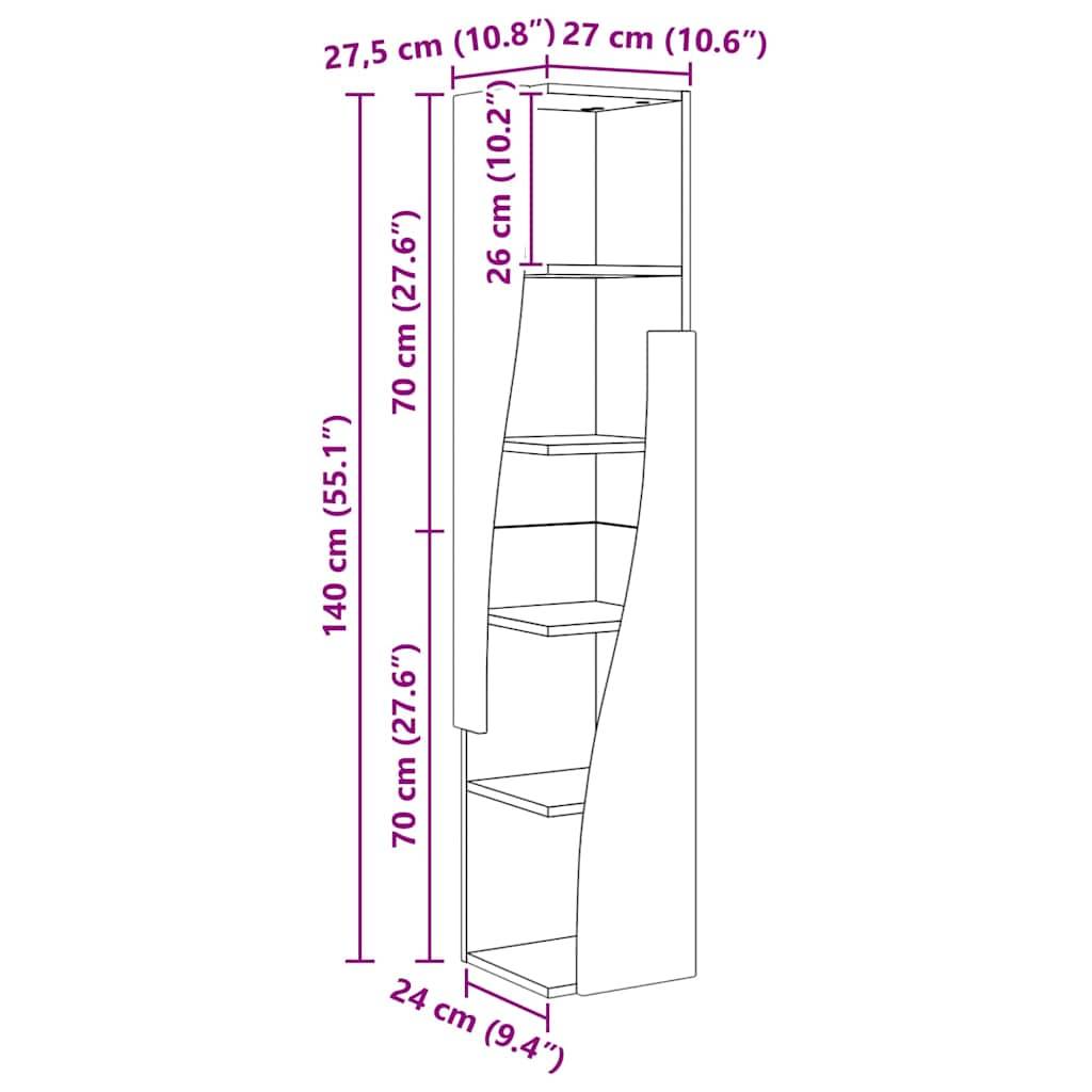 vidaXL Eckschrank Geräucherte Eiche 27,5x27x140cm Holzwerkstoff