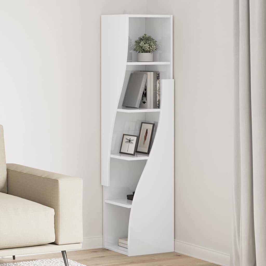 vidaXL Eckschrank Hochglanz Weiß 32x32x140cm Holzwerkstoff
