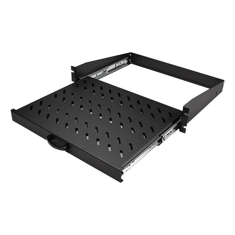 LogiLink 19" Fachboden mit Griff, 2 HE, ausziehbar, schwarz