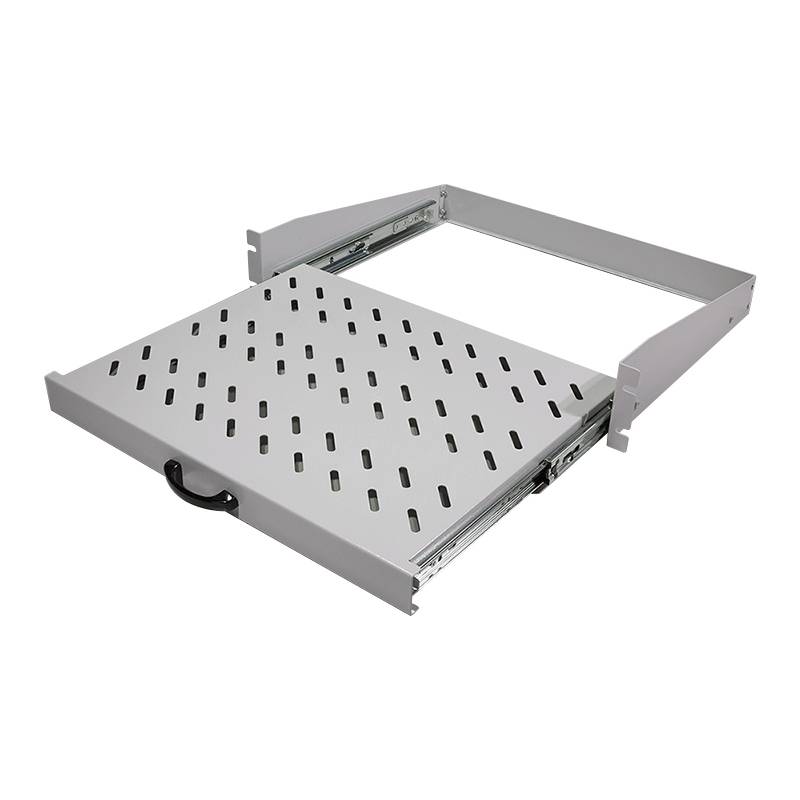 LogiLink 19" Fachboden mit Griff, 2 HE, ausziehbar,lichtgrau