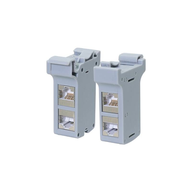 LogiLink Hutschienen-Adapter mit 2 Kat.6A Inline-Kupplungen