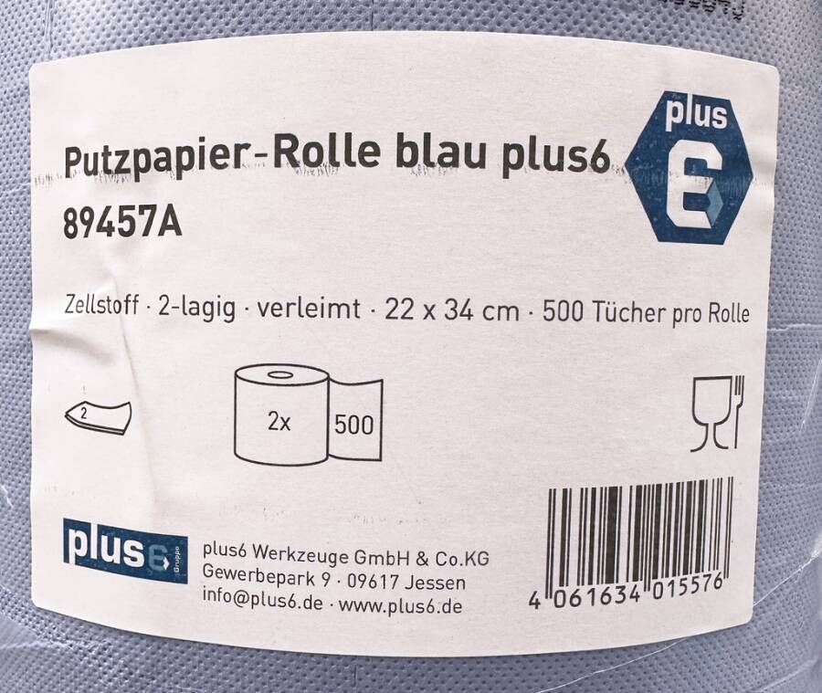 Putzpapier K-Rolle blau Premium 89457A Blattmaß 22x34 cm Lagen 2 Ausführung verleimt Blatt 500 pro Rll