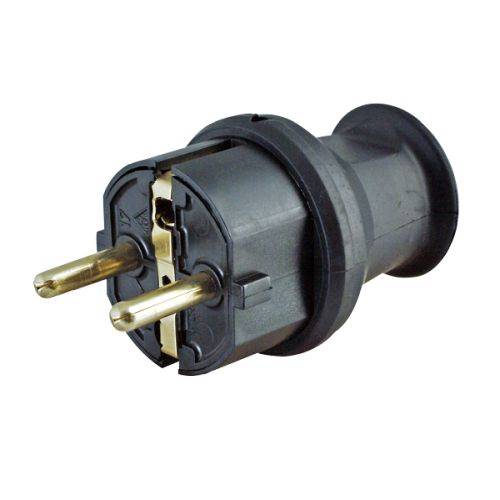 KOPP Schuko-Stecker IP44 Kunststoff 1,5² schwarz Knickschutz