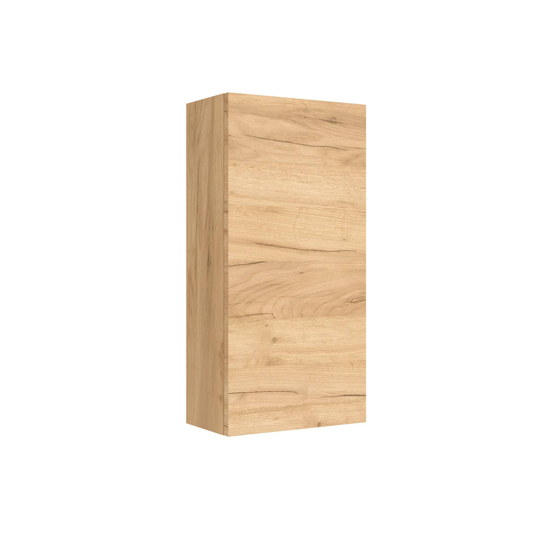 Ein Holzschrank mit einer hellen Eichenoberfläche, der durch klare Linien und ein minimalistisches Design gekennzeichnet ist.