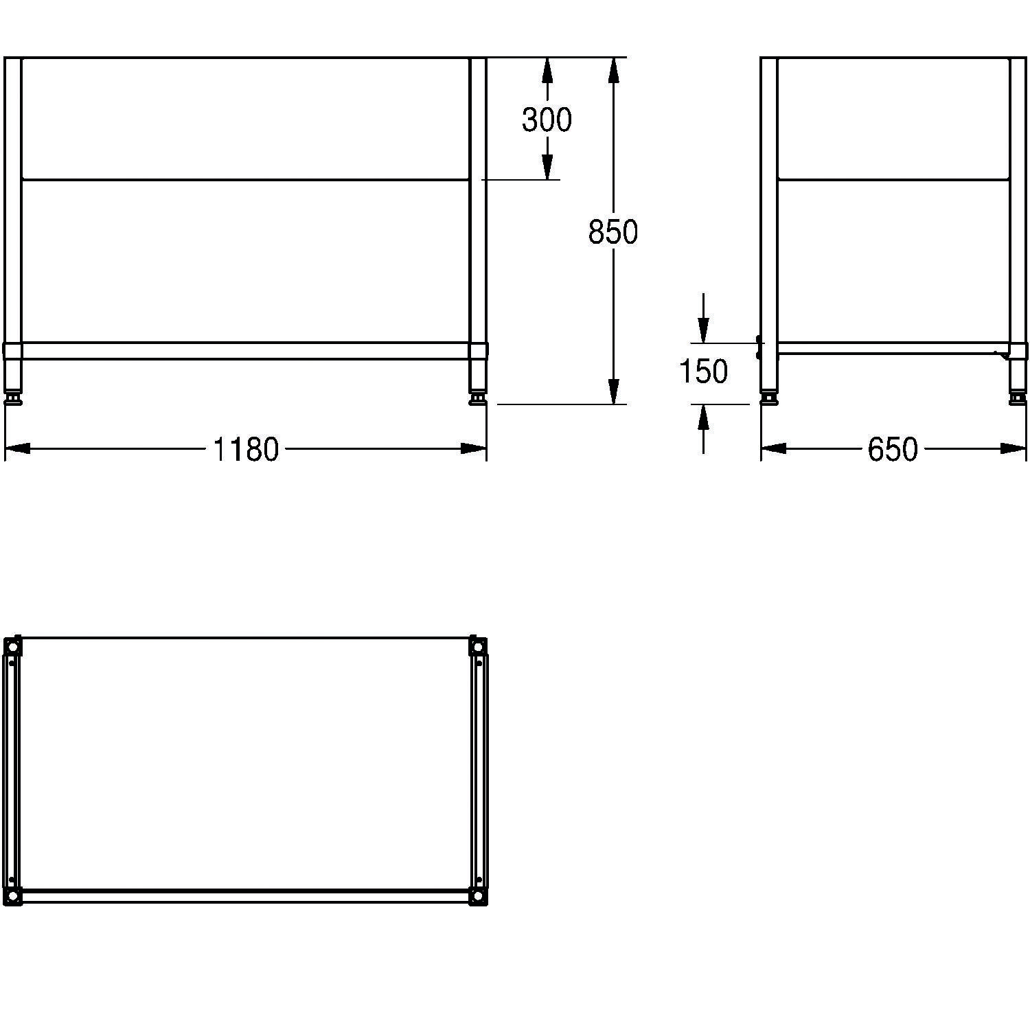 KWC AR Untergestell, MAXIMA, Edelstahl, 1180x850x650 mm