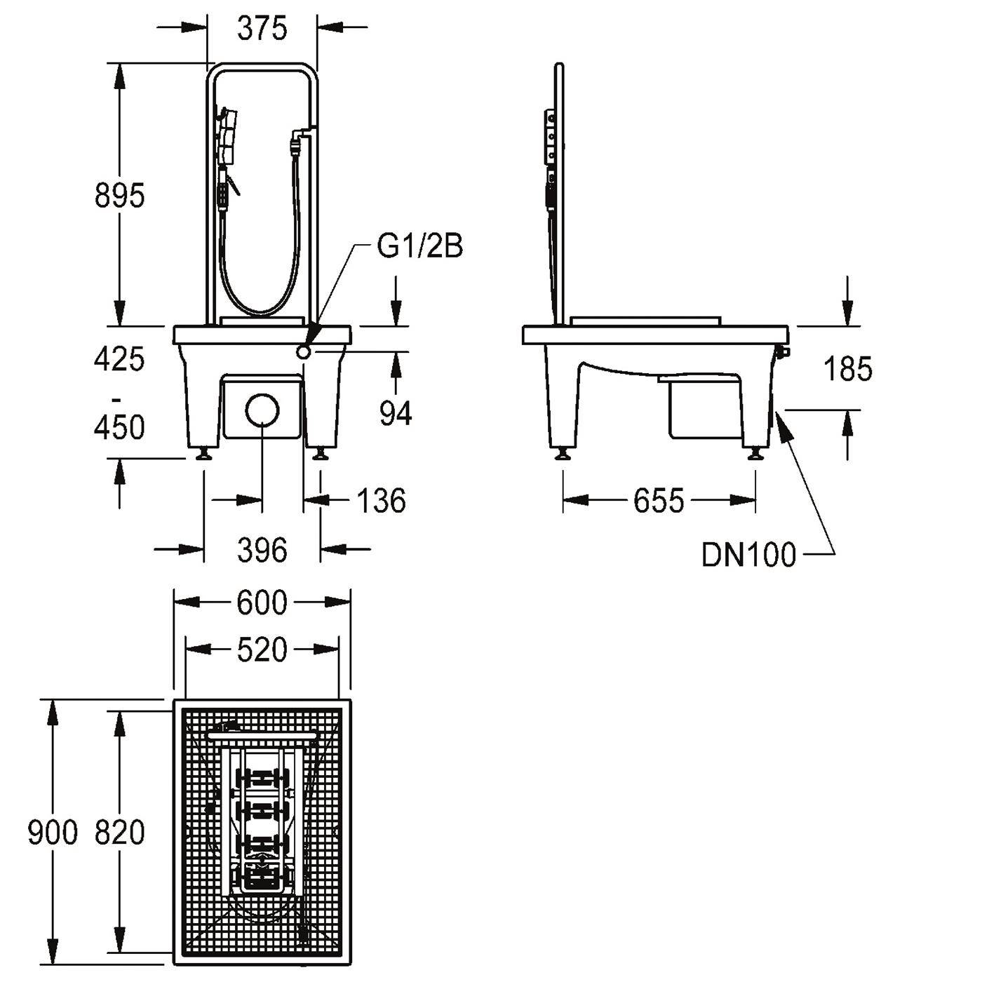 KWC Stiefelreinigungsanlage, SIRIUS, 600x450x900 mm, Schlammfang, Abl.-körper
