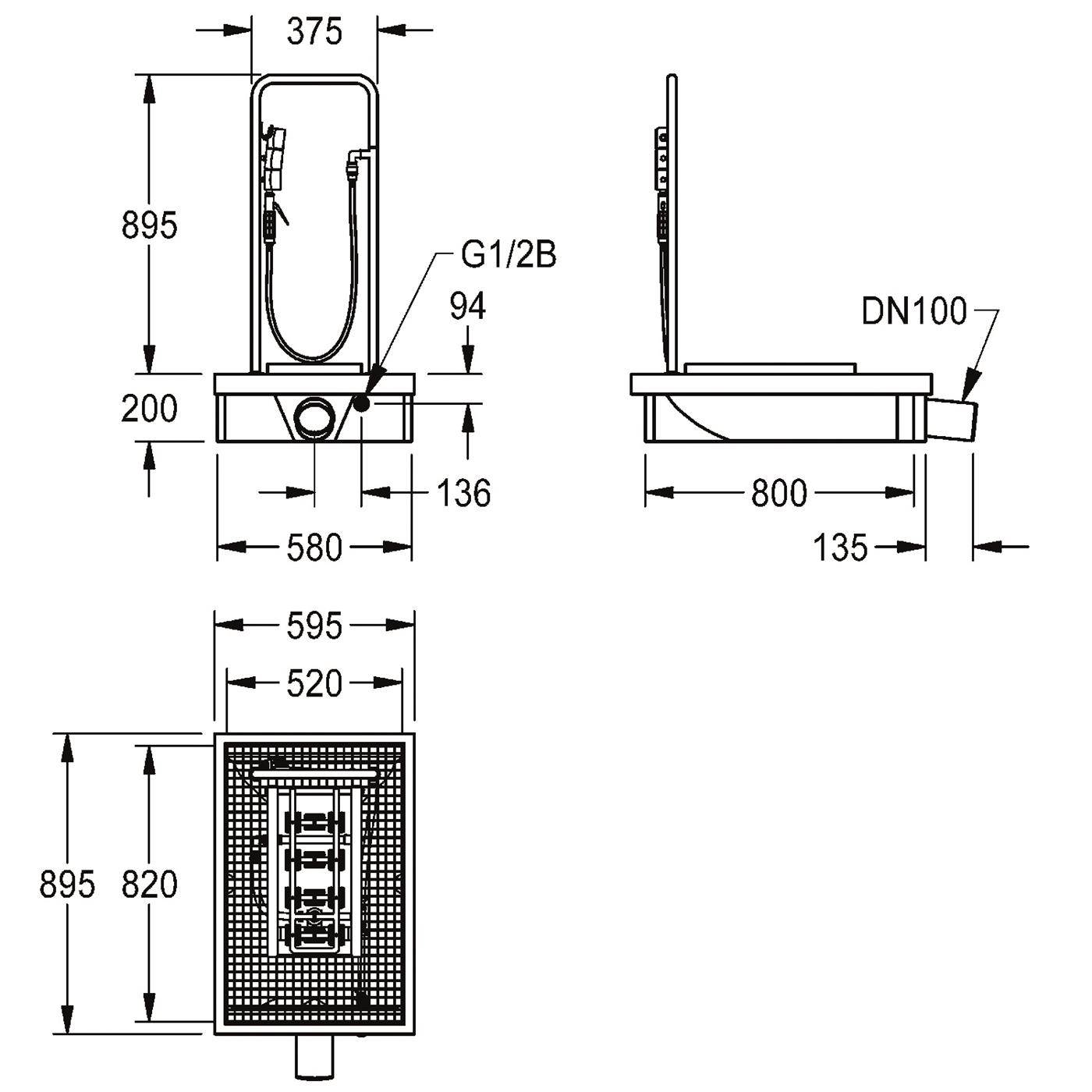 KWC Stiefelreinigungsanlage, SIRIUS, 600x205x900 mm, Ablaufstutzen Horizontal
