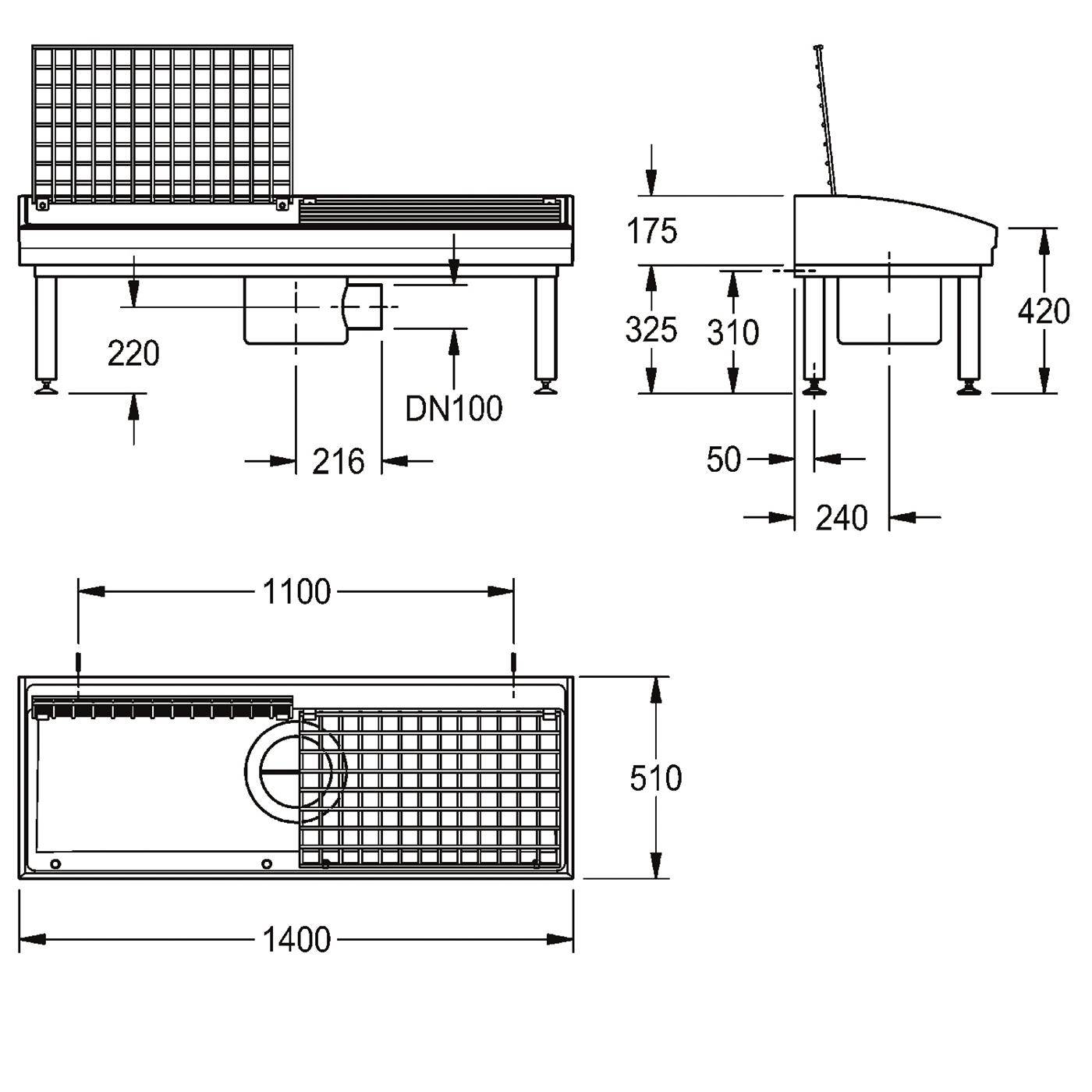 Système de nettoyage de bottes KWC, SIRIUS, MIRANIT, 1400x500x510 mm, 2 places