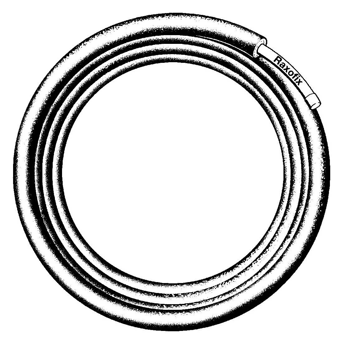 Eine aufgewickelte, dicke Schlauch mit der Beschriftung 