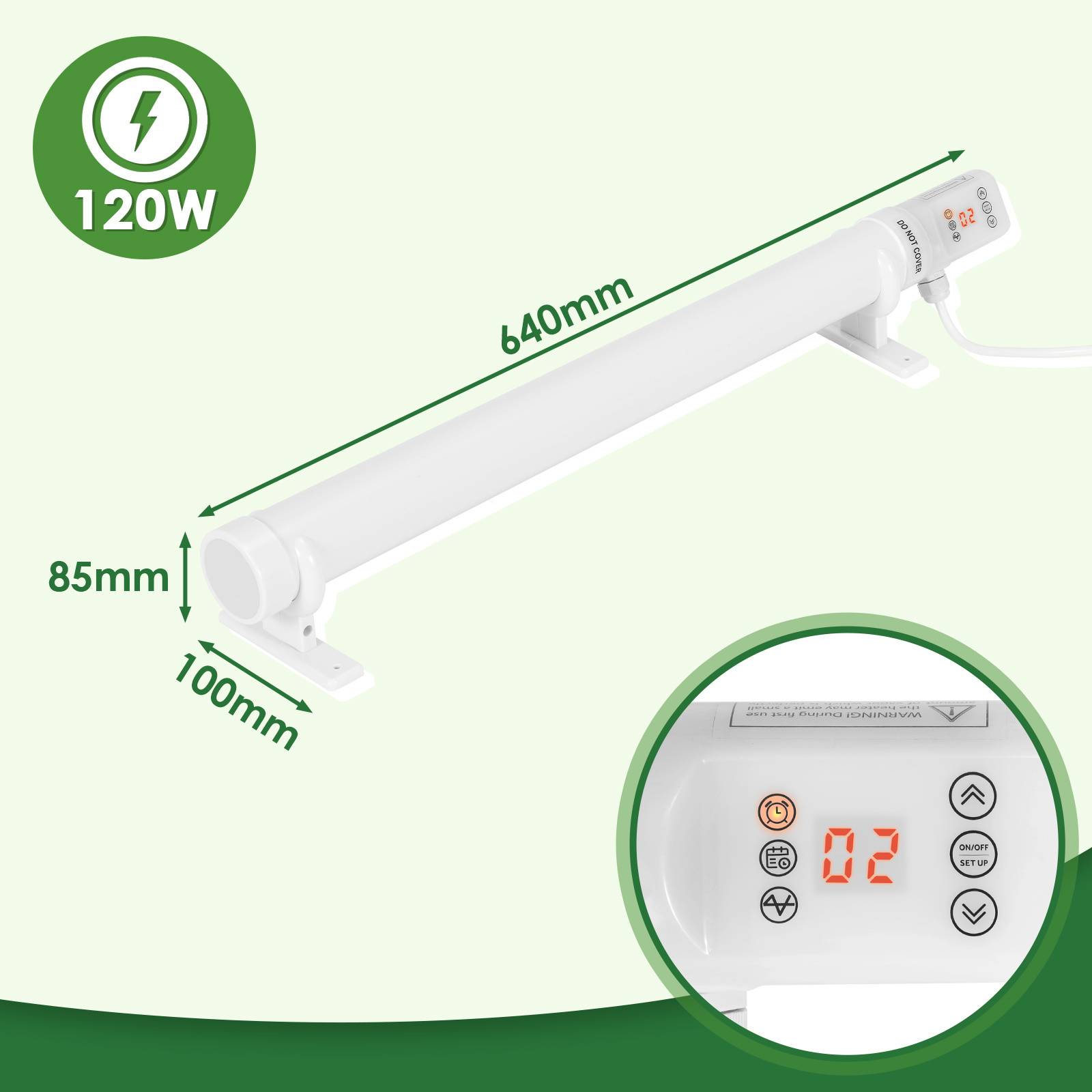Elektrische Gewächshausheizung 120W Heizstab Stabheizung für Gewächshäuser Frostwächter 64 cm IP44