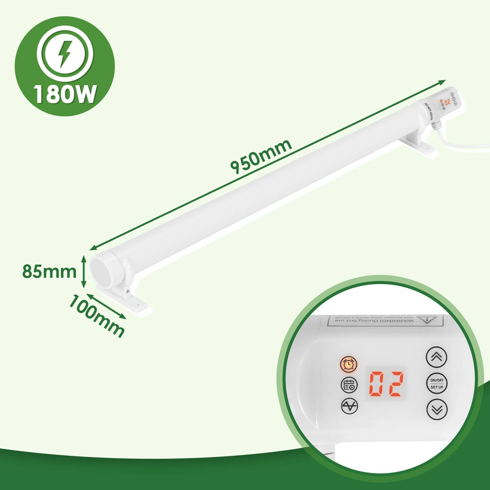 Elektrische Gewächshausheizung 180W Heizstab Stabheizung für Gewächshäuser Frostwächter 95 cm IP44